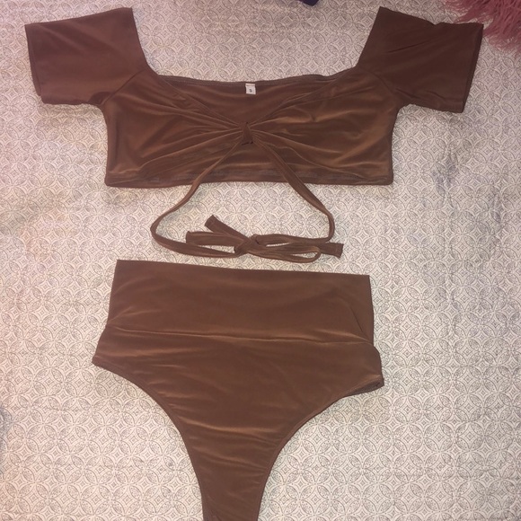 Brown bronze high waisted bikini - Picture 2 of 5